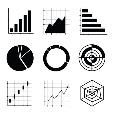 grafik vektör siluet siyah simgeler koleksiyonu