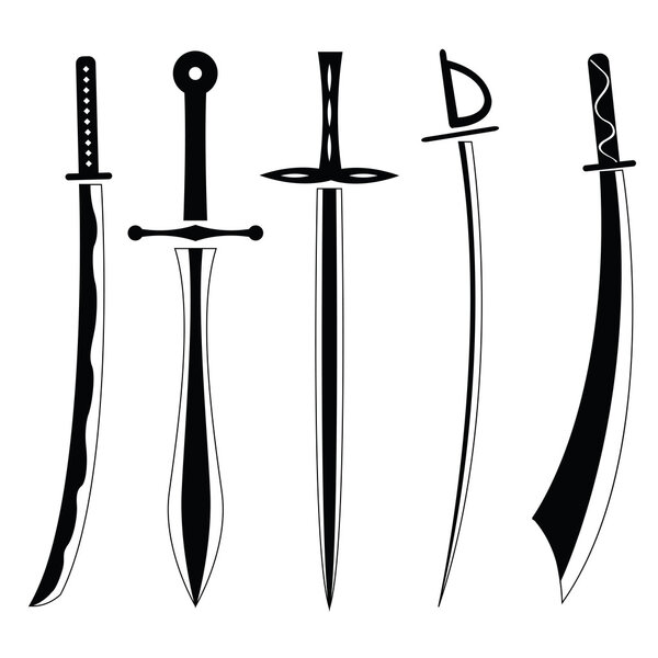 Icon set of ancient swords.