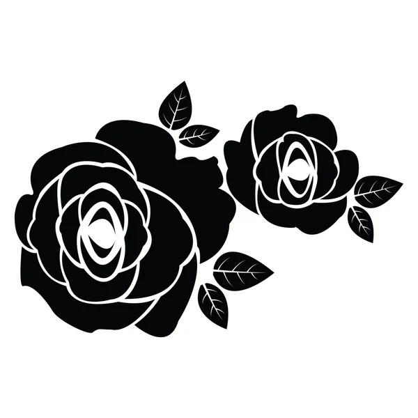 Fekete sziluettje rose — Stock Vector