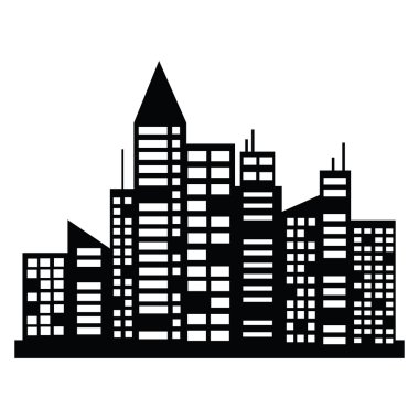 siyah vektör şehir Icons set