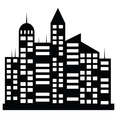 siyah vektör şehir Icons set 