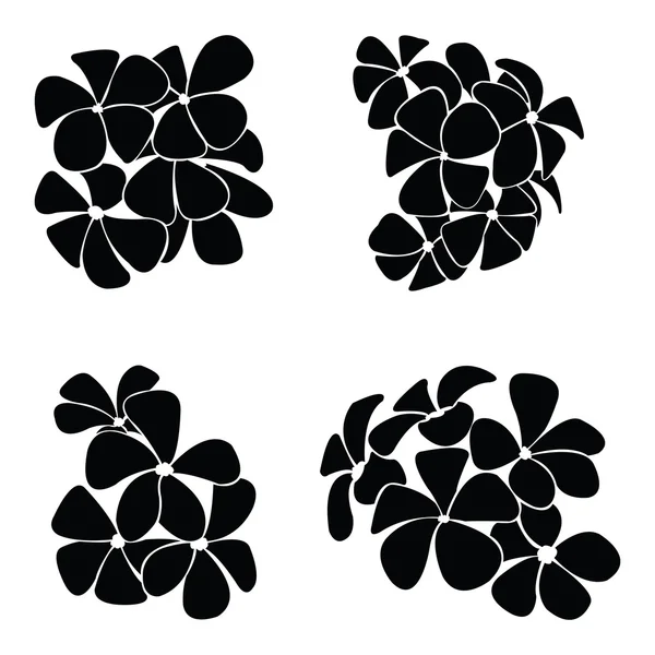 Siluetas frangipani para vector de diseño — Vector de stock