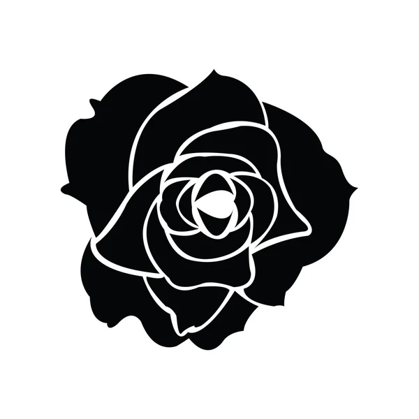 Silueta negra de rosa — Vector de stock