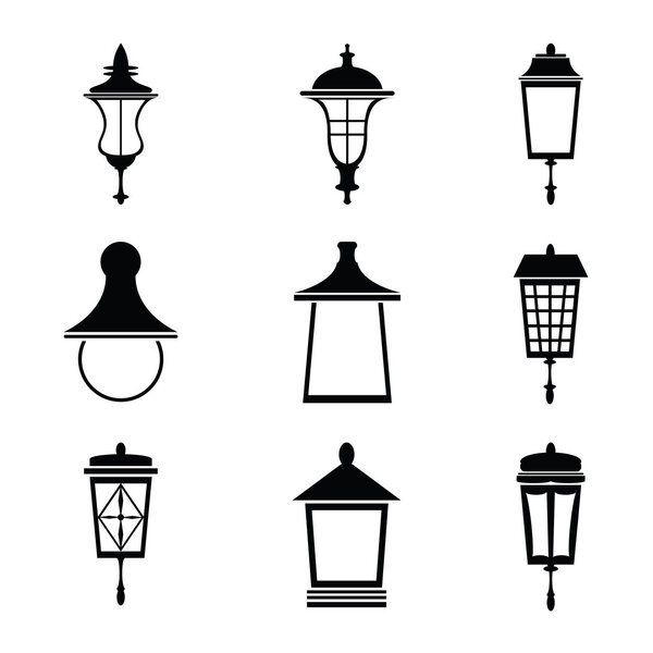 Street lamps icon set