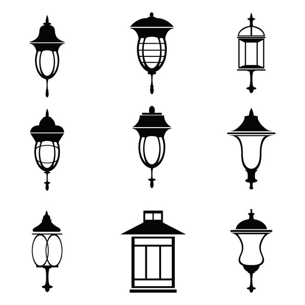 Street lamps icon set