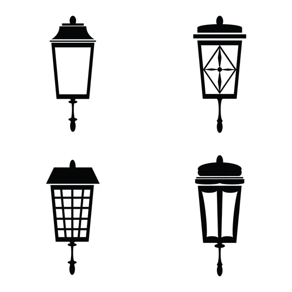 Ensemble icône de lampadaires — Image vectorielle
