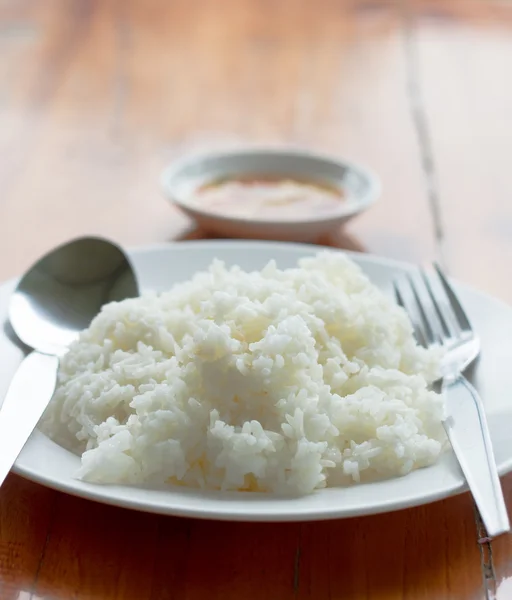 Piatto di riso bianco — Foto Stock