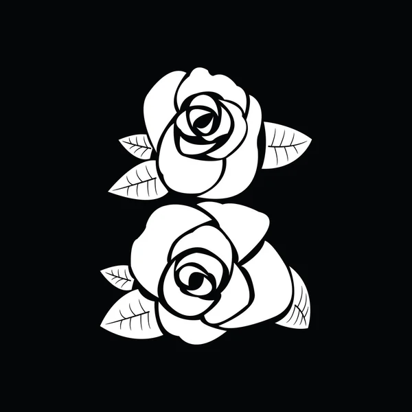 Черный силуэт розы с листьями — стоковый вектор