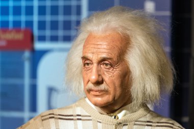 Waxwork of Albert Einstein on display at Madame Tussauds on January 29, 2016 in Bangkok, Thailand.