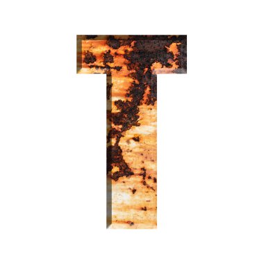 Beyaz backgro izole Grungy Paslı Çelik doku alfabe