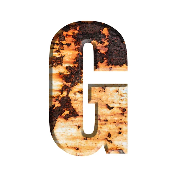 Alfabeto sobre Grungy Rust Textura de acero aislado sobre fondo blanco — Foto de Stock