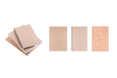 Vintage diary book collection set on white background