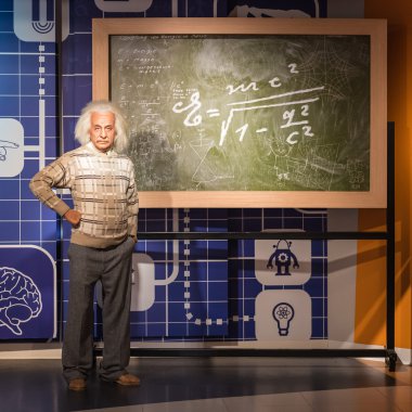 Waxwork of Albert Einstein on display at Madame Tussauds