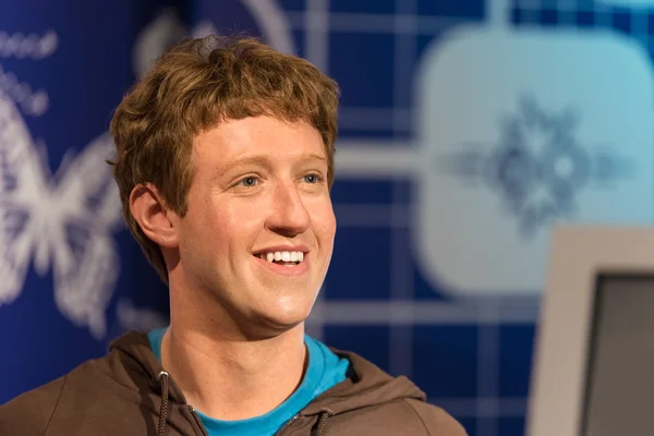 Waxwork of Mark Zuckerberg on display at Madame Tussauds — Stock Photo, Image