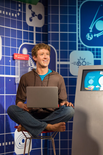 Waxwork of Mark Zuckerberg on display at Madame Tussauds 