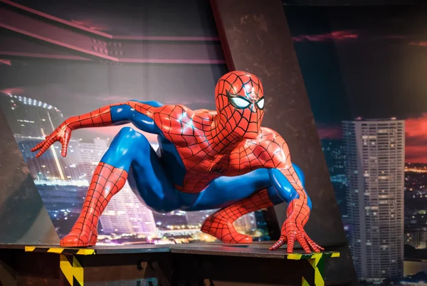 Vosková práce Spidermana na displeji u Madame Tussaudové — Stock fotografie