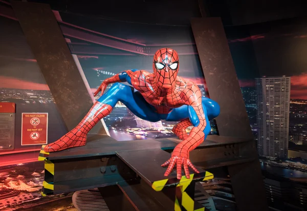 Madam Tussauds'da sergilenen Örümcek Adam'ın Balmumu — Stok fotoğraf