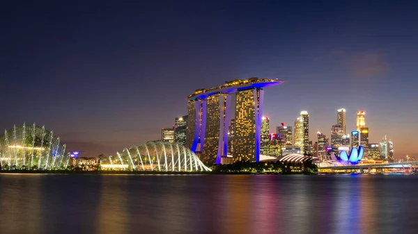 Panorama Vista Área Negócios Centro Cidade Durante Crepúsculo Singapura — Fotografia de Stock