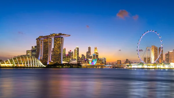Vue Panoramique Centre Ville Affaires Pendant Crépuscule Singapour — Photo