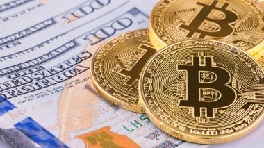 Bitcoin, ABD Doları 'nın geçmişini araştırıyor. Kripto para birimi teknolojisi ve para yatırımı için kavramsal tasarım..