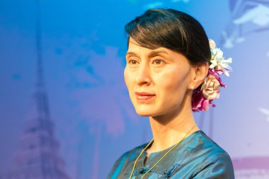 A waxwork of Aung San Suu Kyi on display at Madame Tussauds in Bangkok, Thailand clipart
