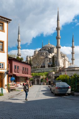 ISTANBUL, TURKEY - APRIL 08, 2015: The Sultanahmet square is the popular tourist place with the numerous landmarks and museums, on April 08 Istanbul, Turkey