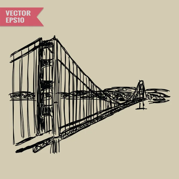 Free hand sketch World famous landmark collection: Golden Gate Bridge, São Francisco, EUA —  Vetores de Stock