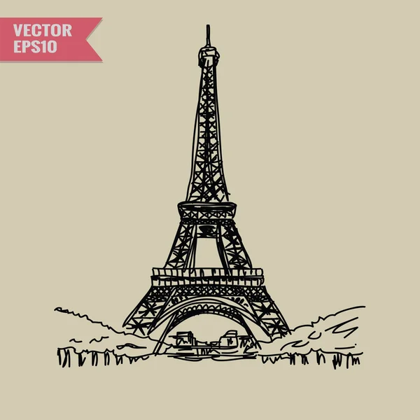 Free hand sketch World famous landmark collection : Eiffel Tower, Paris, France. — Stockvector