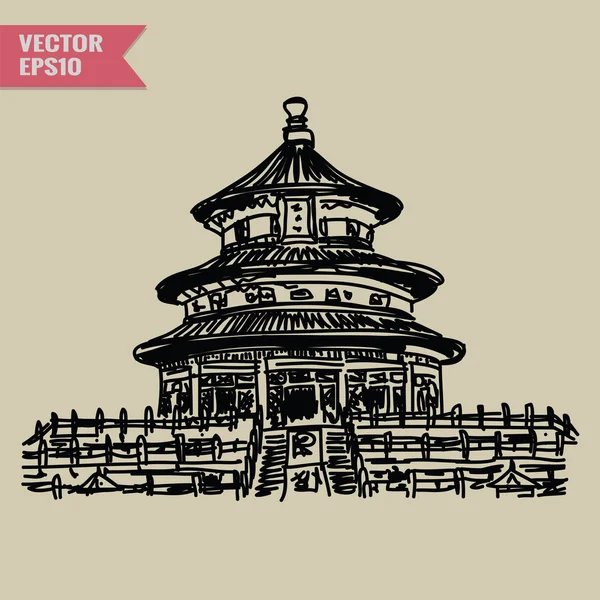 Free hand sketch World famous landmark collection : Chinese Temple of Heaven, China — ストックベクタ