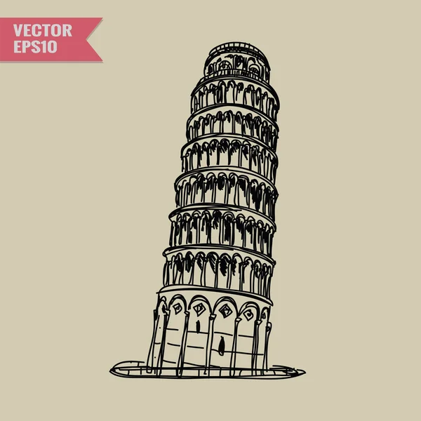 Free hand sketch World famous landmark collection: Pisa tower, Itália . — Vetor de Stock