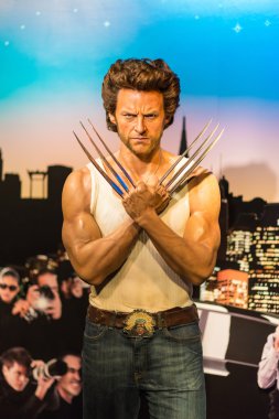 A waxwork of Wolverine on display at Madame Tussauds clipart