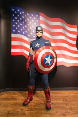A waxwork of Captain America on display at Madame Tussauds clipart