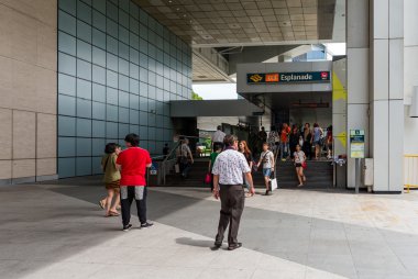Unidentified people at The Mass Rapid Transit (MRT) Esplanade on July 10, 2015 in Singapore.