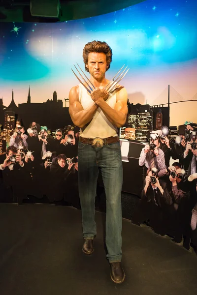 Uma cera de Wolverine em exposição na Madame Tussauds — Fotografia de Stock