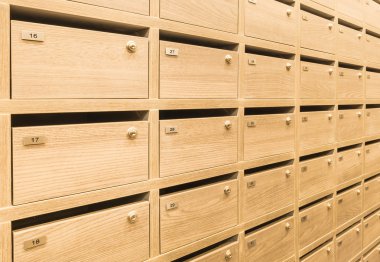 Locker wooden MailBoxes postal for keep your information clipart
