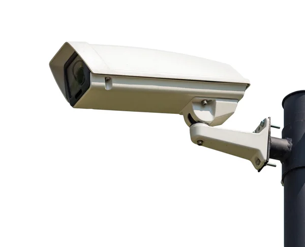 Enkele Cctv Security camera op heldere hemelachtergrond — Stockfoto