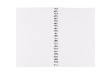 Vintage diary book open with blank space on white background