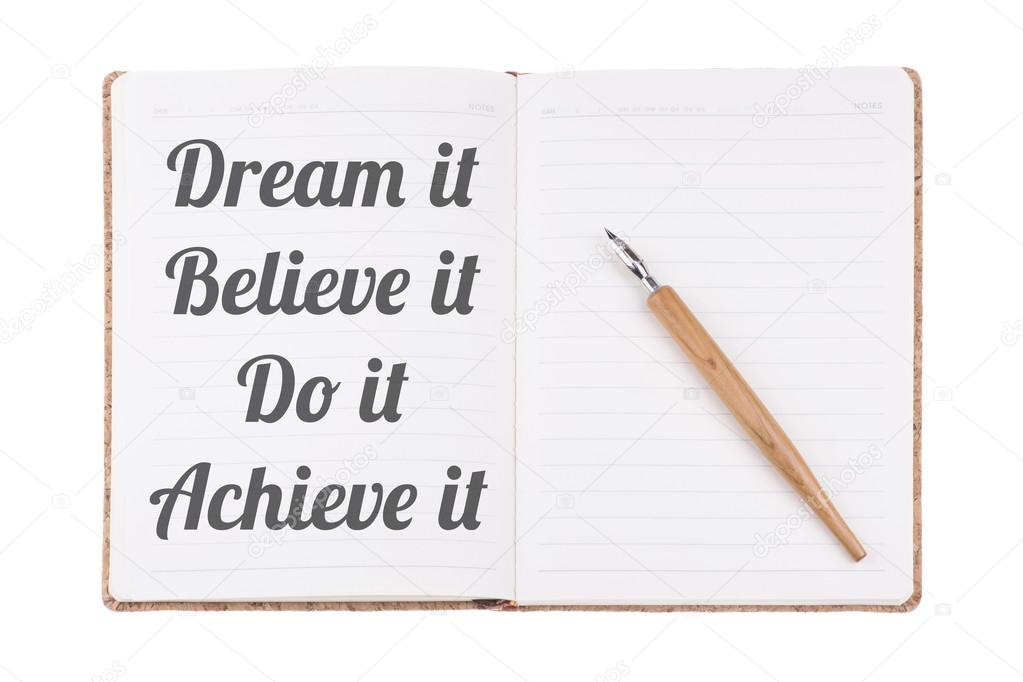 The Positive Motivational Quote Written On A Vintage Notebook