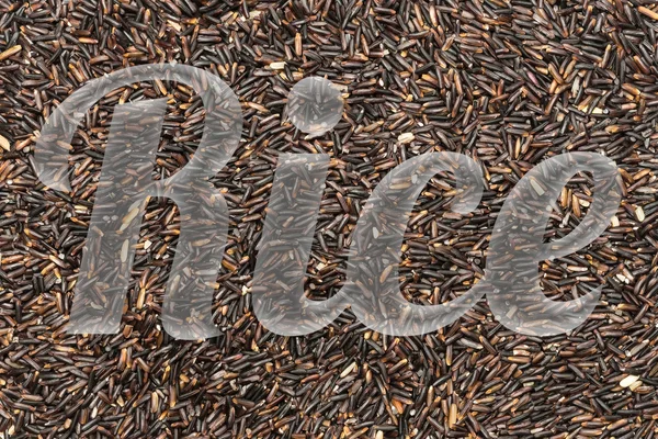 Texto de arroz sobre fondo de textura de arroz con arándanos — Foto de Stock
