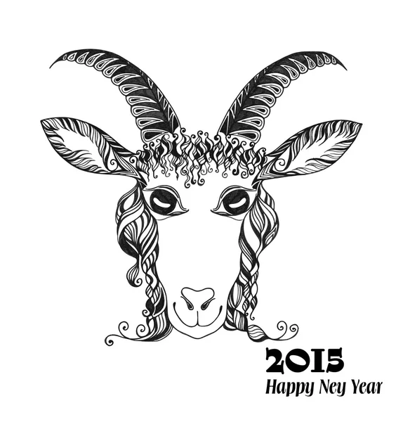 Chinese zodiac sign, goat in a stylized style — Stock Vector