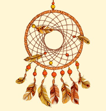Ethnic dream catcher with feathers clipart