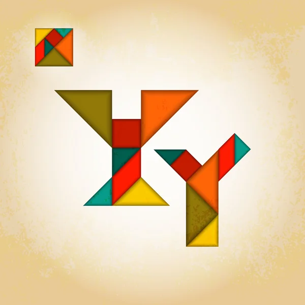 Abstrato Alfabeto Tangram — Vetor de Stock