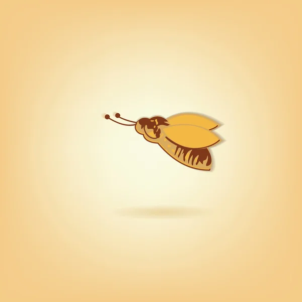 Jolie petite abeille isolée sur fond de pêche illustration — Image vectorielle