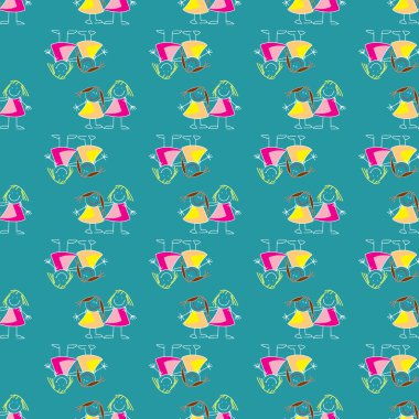 Seamless pattern with cartoon elements. Vector illustration.