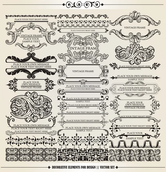 벡터 세트: 서체 디자인 요소 및 페이지 장식 - 레이아웃을 미화하기 위해 유용 한 요소들이 많이 있다 — 스톡 벡터