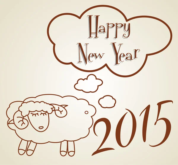 Carte nouvelle année 2015 avec moutons. illustration vectorielle — Image vectorielle