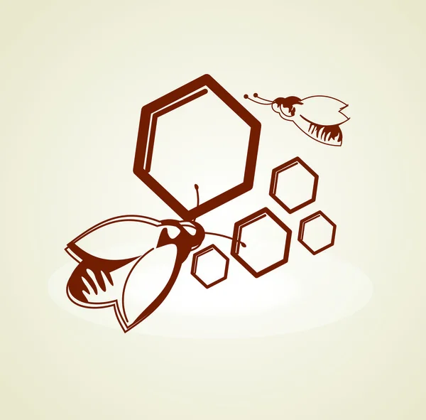 蜂蜜のベクトルの背景、あなたの設計のためのハニカム ラベルに蜂 — ストックベクタ