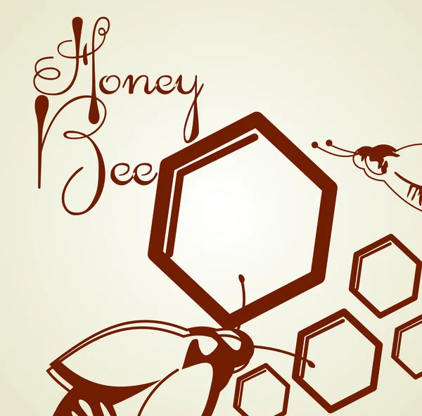 蜂蜜のベクトルの背景、あなたの設計のためのハニカム ラベルに蜂 — ストックベクタ