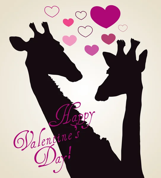 Happy Valentines Tageskarte mit Girafe — Stockvektor