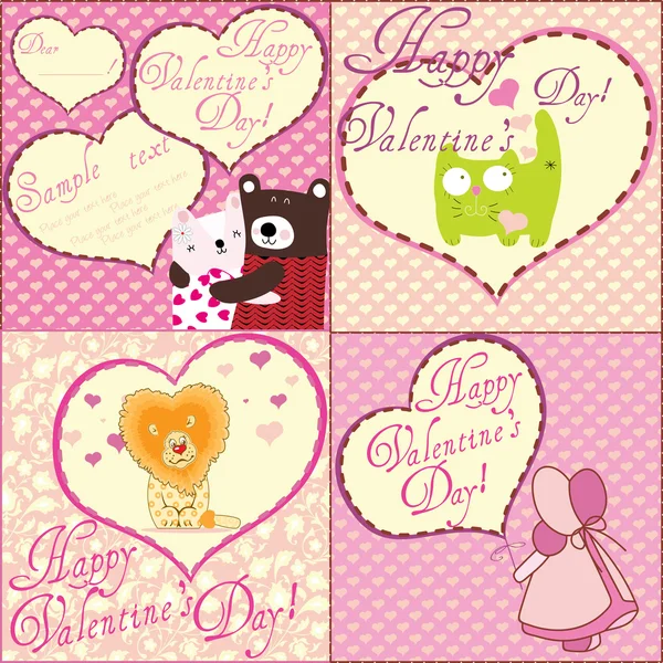 Щасливі листівки на день Святого Валентина — стоковий вектор